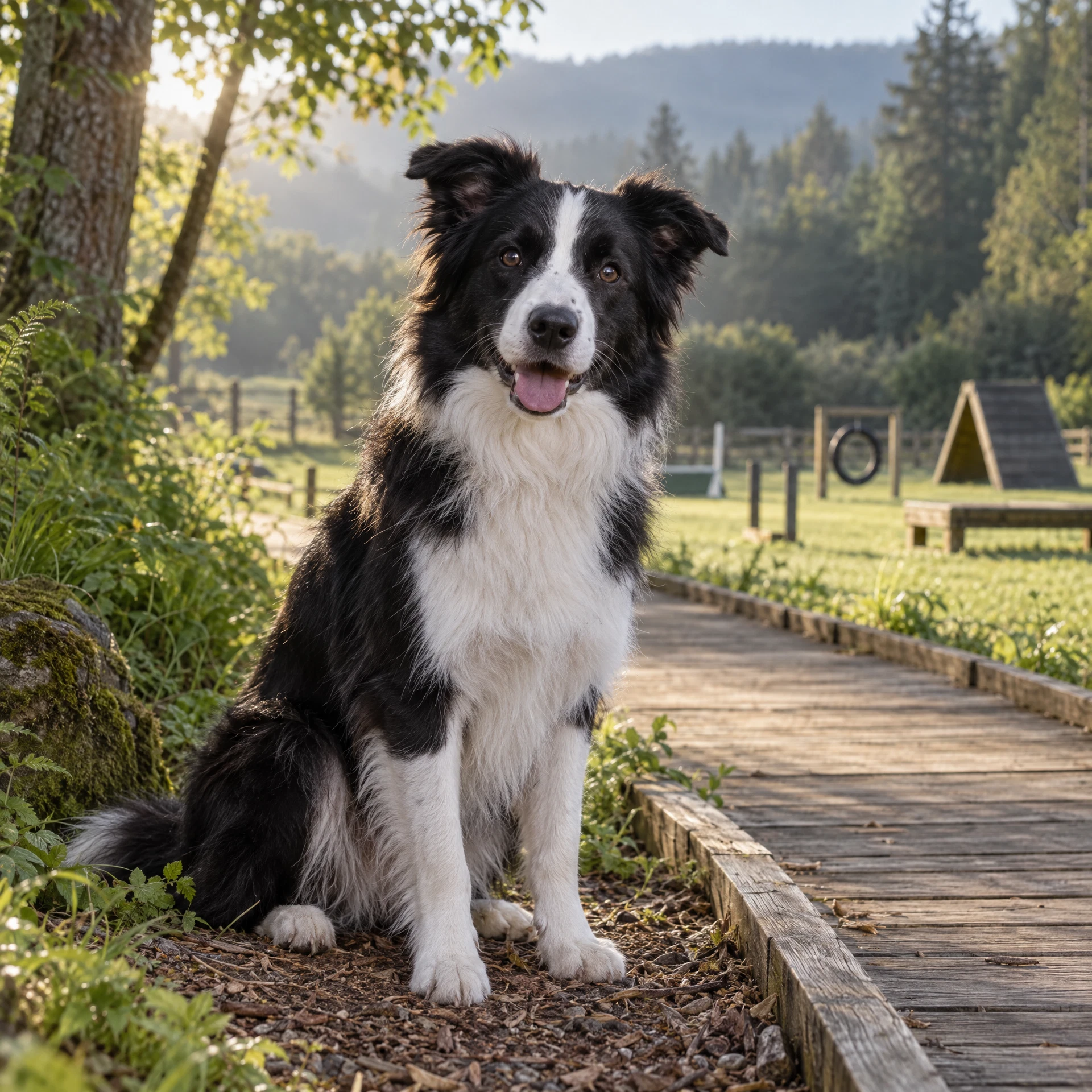 Nala, Border Collie, atenta en un entorno natural